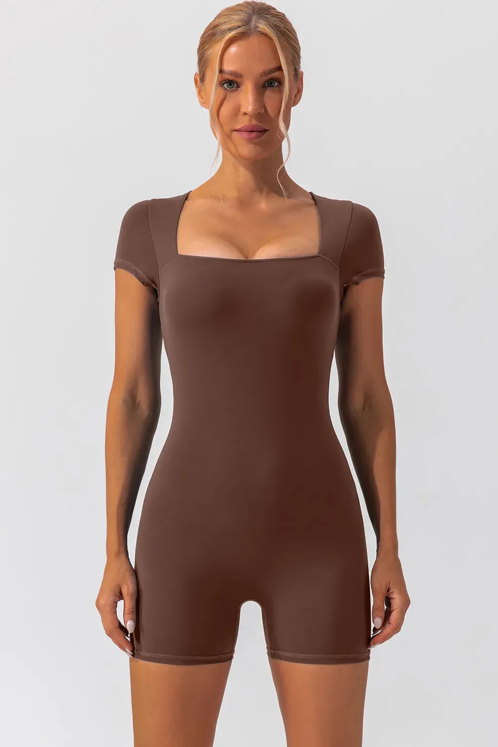 Square Neck Cap Sleeve Active Romper sold by Gigi Laurent product image thumbnail 5