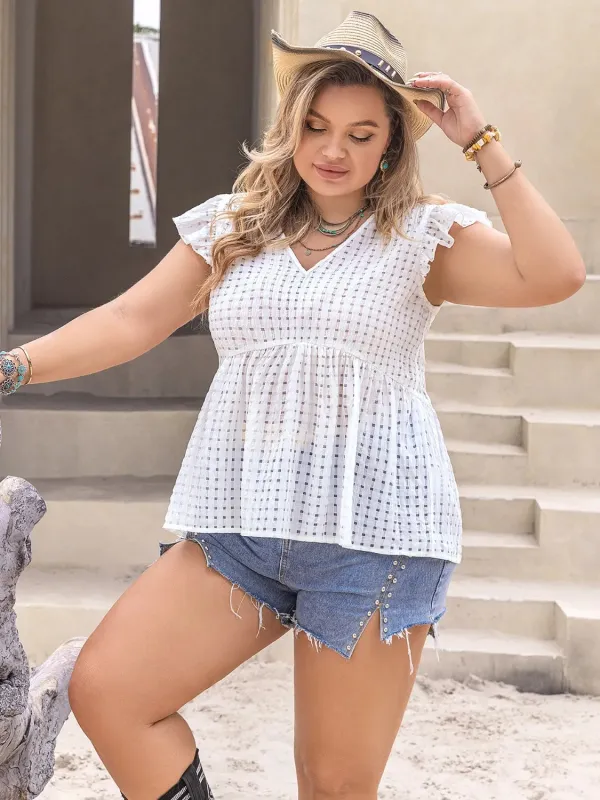 Plus Size V-Neck Cap Sleeve Blouse sold by Gigi Laurent