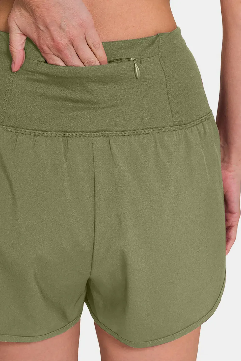 Zenana High-Waisted Zippered Back Pocket Active Shorts sold by Gigi Laurent product image thumbnail 5
