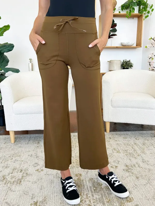 Millennia Drawstring Waist Wide Leg Sports Pants with Pockets made by Trendsi