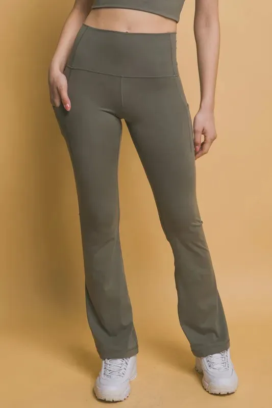 Love Tree High Waist Flare Active Leggings with Side Pockets sold by Gigi Laurent