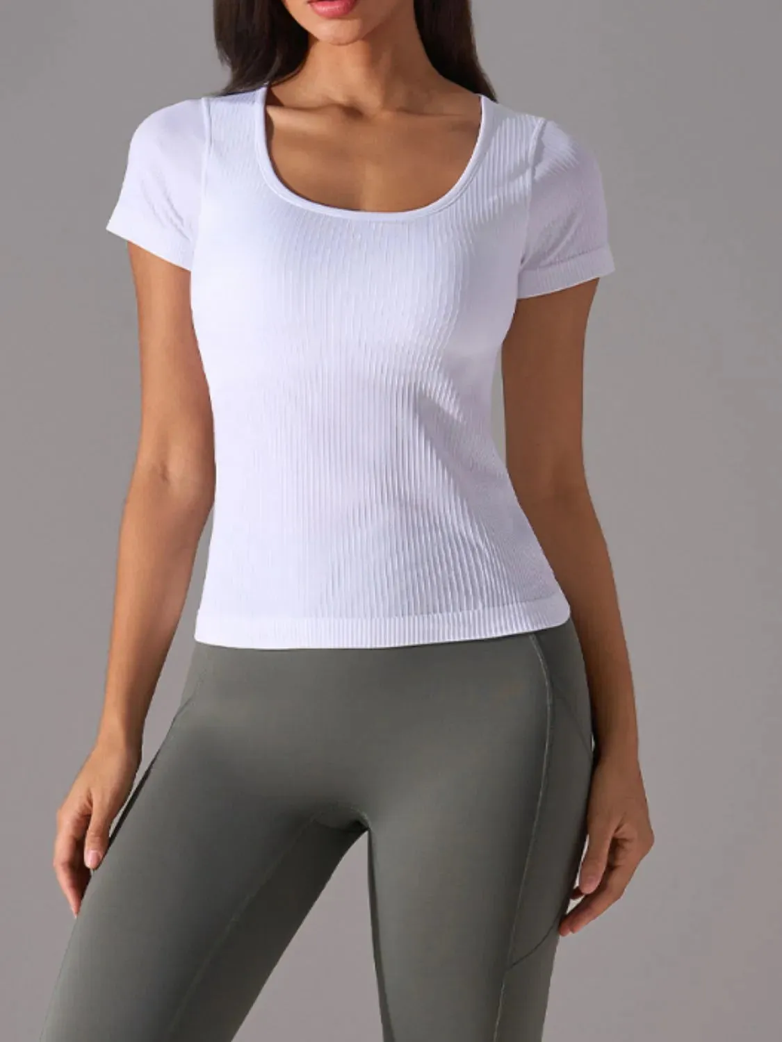 Square Neck Active T-Shirt with Detachable Chest Pads sold by Gigi Laurent product image thumbnail 3