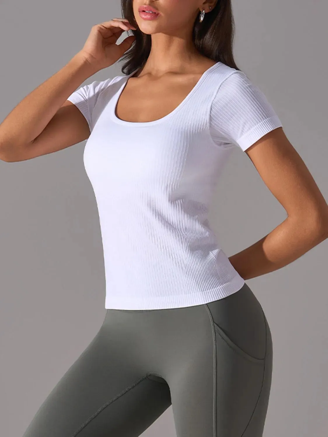 Square Neck Active T-Shirt with Detachable Chest Pads sold by Gigi Laurent product image thumbnail 2