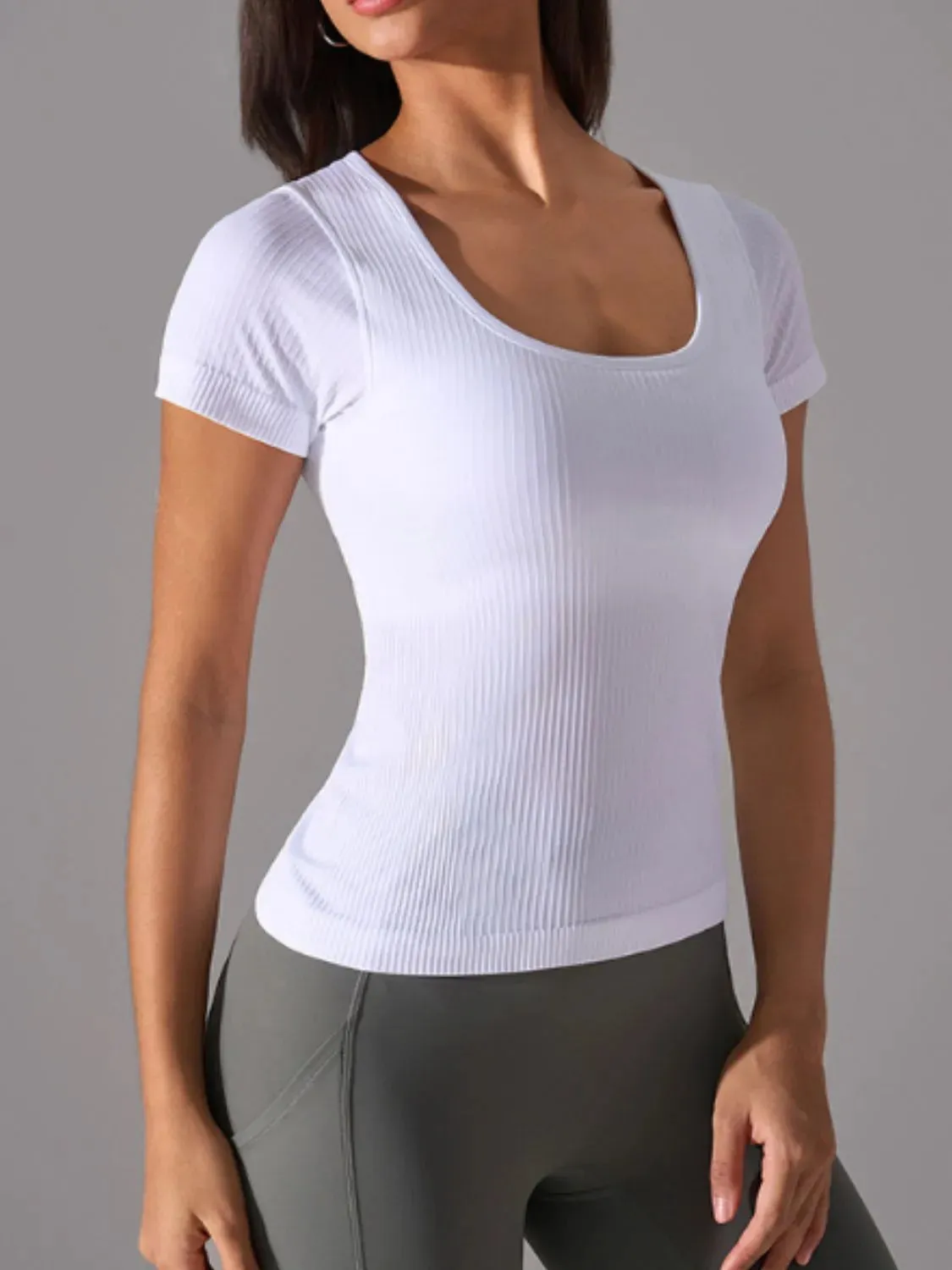 Square Neck Active T-Shirt with Detachable Chest Pads sold by Gigi Laurent product image thumbnail 5