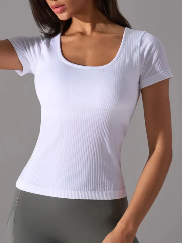 Square Neck Active T-Shirt with Detachable Chest Pads sold by Gigi Laurent