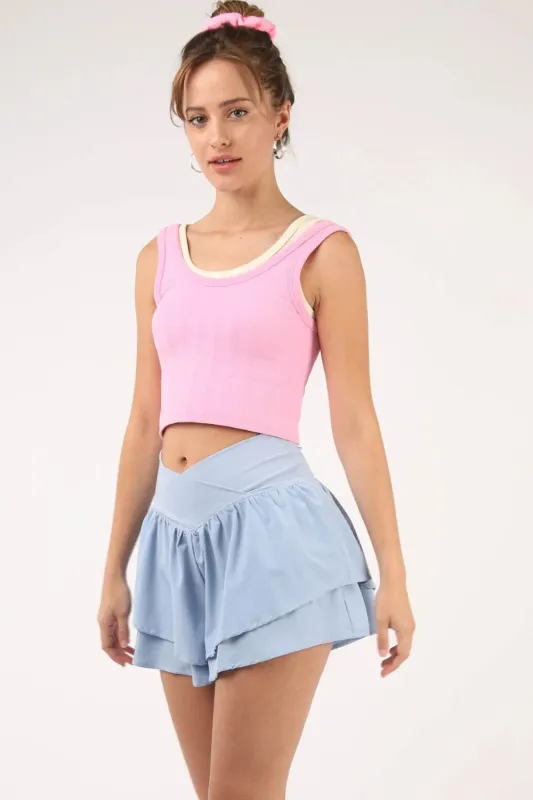 VERY J V-Shaped High Waist Layered Active Shorts sold by Gigi Laurent
