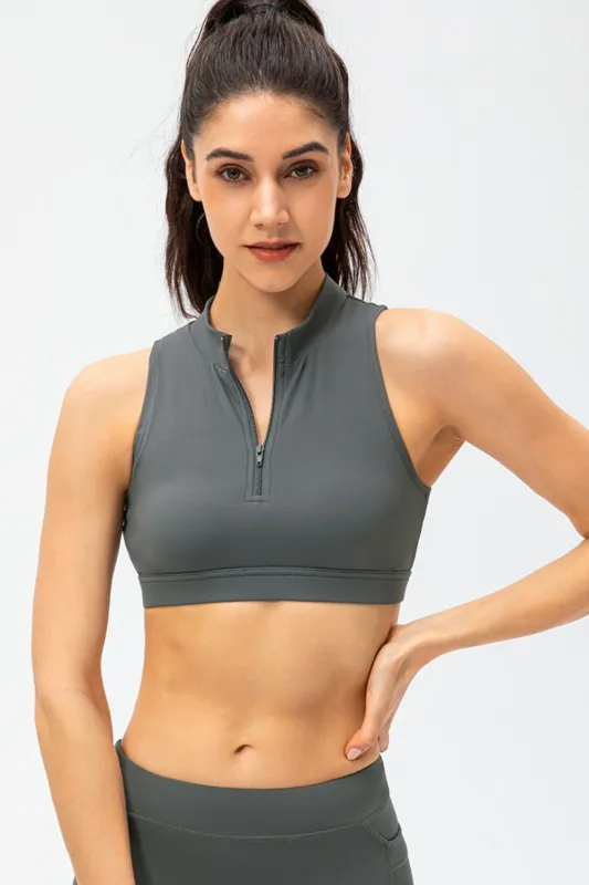 Full Size Cropped Cutout Back Zipper Front Active Tank Top sold by Gigi Laurent