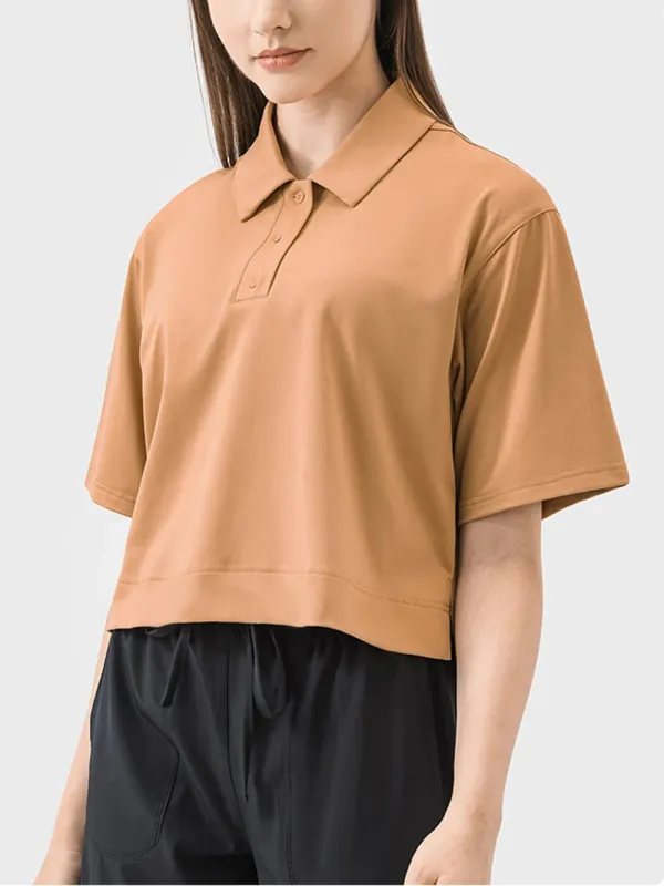 Millennia Half Button Short Sleeve Active T-Shirt sold by Gigi Laurent