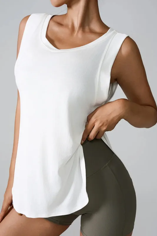 Slit Round Neck Active Tank made by Trendsi