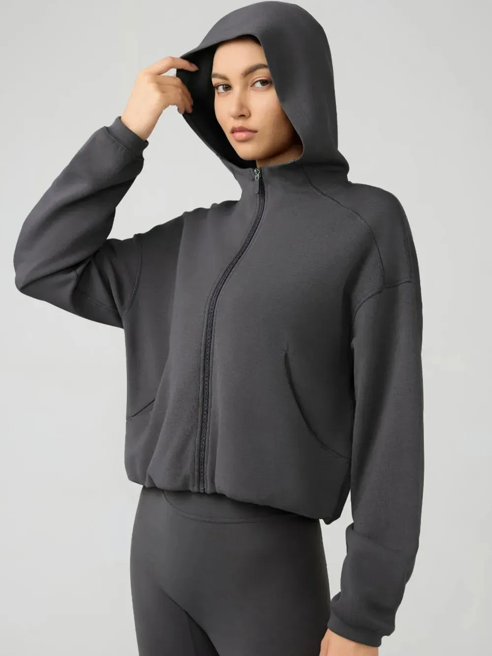 Millennia Zip Up Dropped Shouder Active Hooded sold by Gigi Laurent product image thumbnail 3