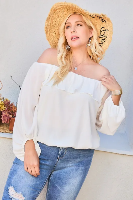 Off Shoulder Ruffle Bubble Sleeve Top sold by Gigi Laurent