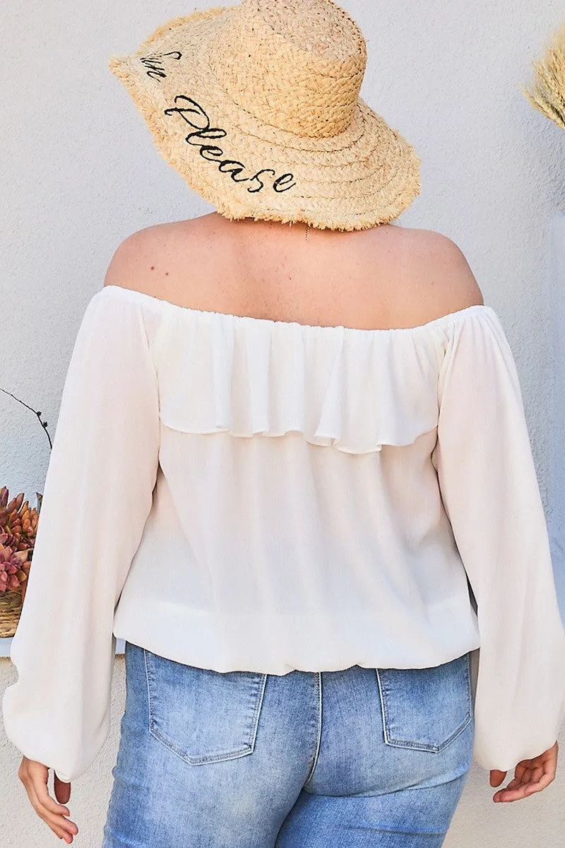 Off Shoulder Ruffle Bubble Sleeve Top sold by Gigi Laurent product image thumbnail 4