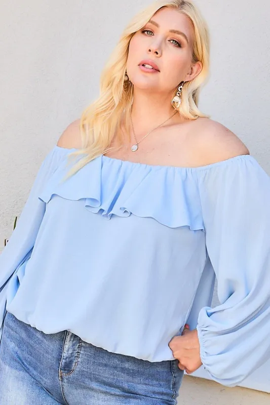 Off Shoulder Ruffle Bubble Sleeve Top sold by Gigi Laurent