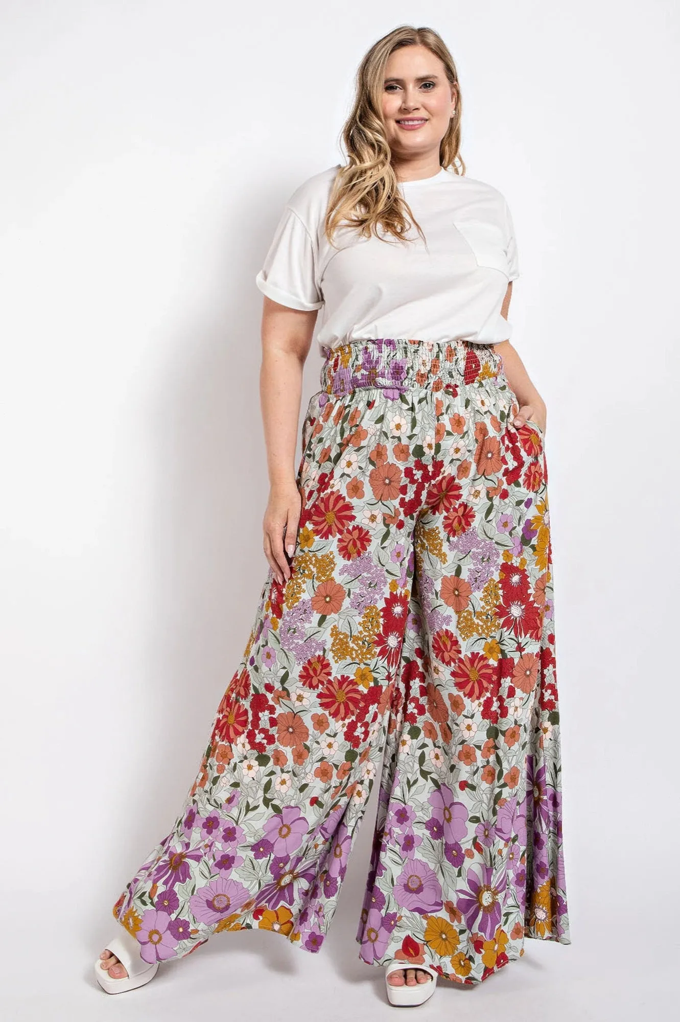 Flare Wide Leg And Waist Smocked Pants With Side Pocket sold by Gigi Laurent product image thumbnail 2