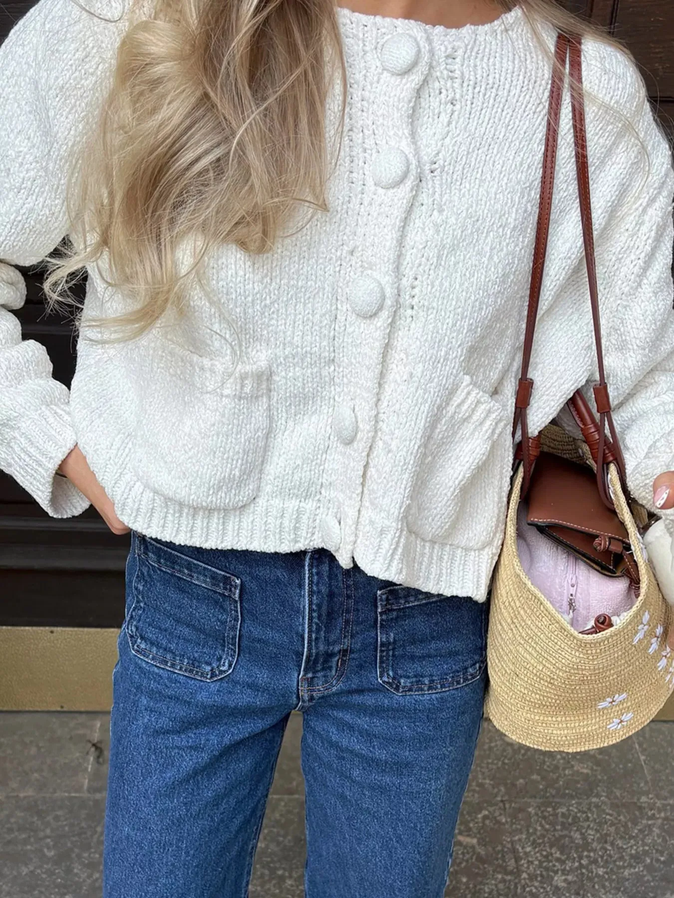 Textured Knit Button-Down Cardigan sold by Gigi Laurent product image thumbnail 3