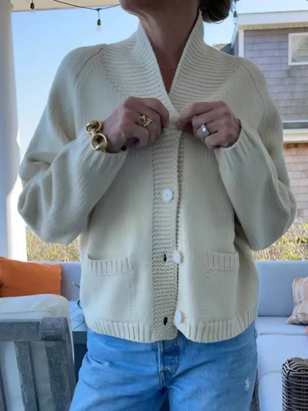 USA Flag Chunky Knit Button-Down Cardigan sold by Gigi Laurent