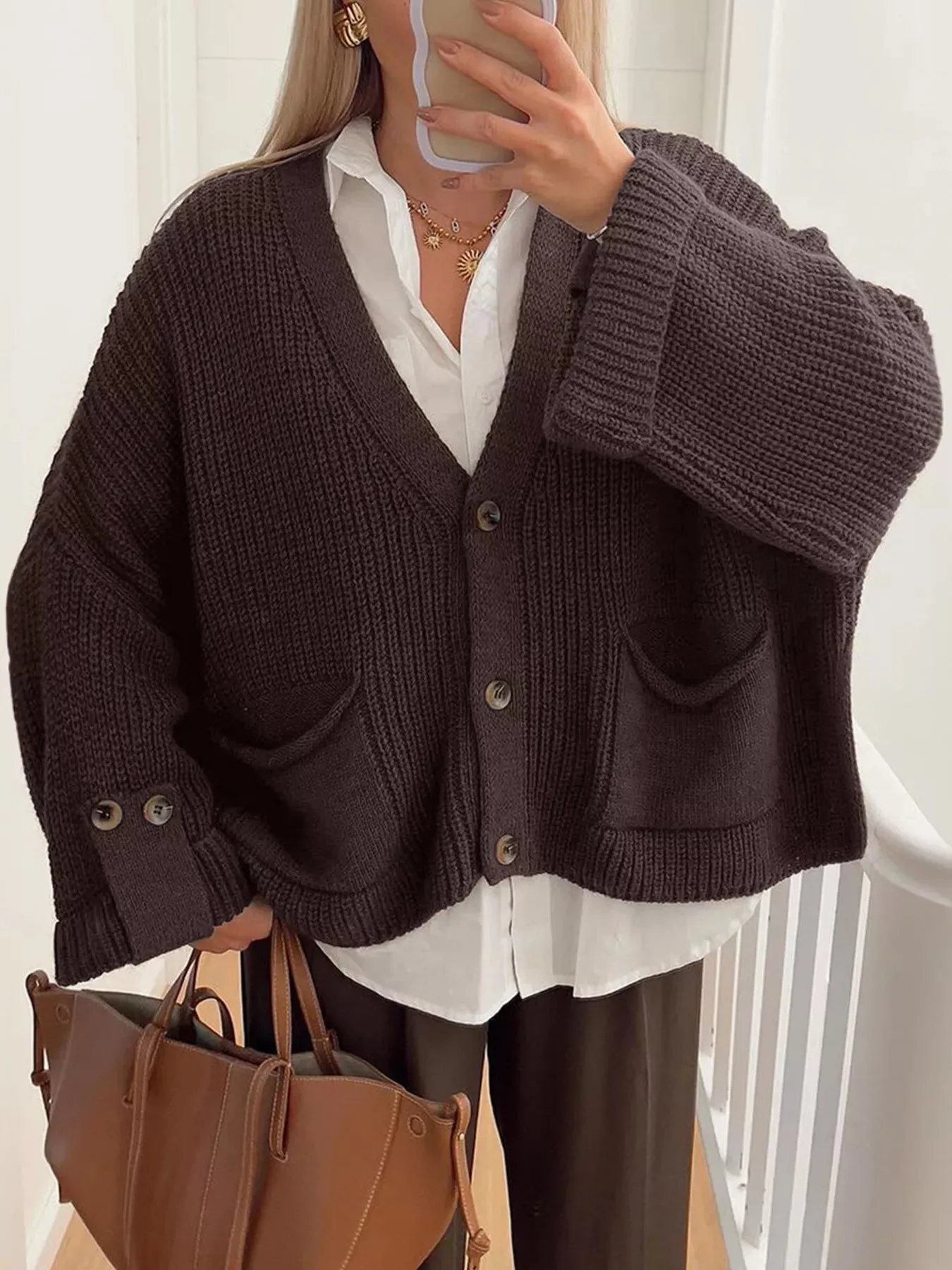 Chunky Knit Button-Down Cardigan sold by Gigi Laurent product image thumbnail 2