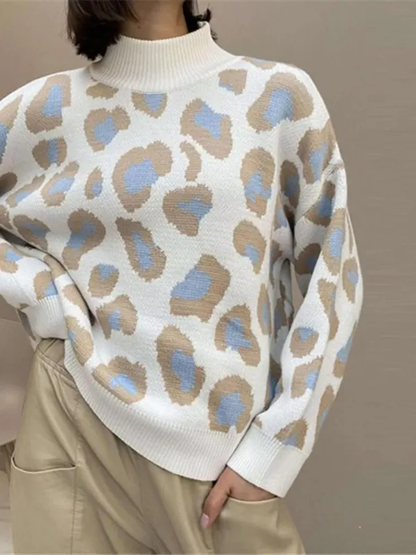 Leopard High Neck Sweater sold by Gigi Laurent