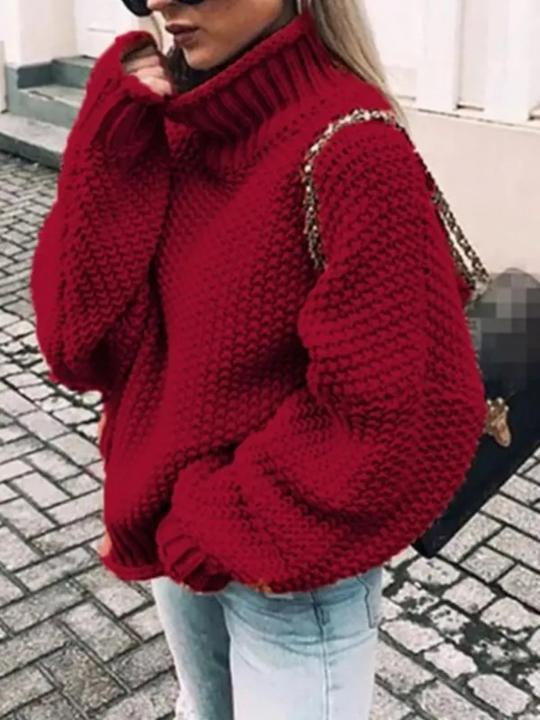 Full Size Chunky Knit Turtleneck Sweater Plus Size made by Trendsi