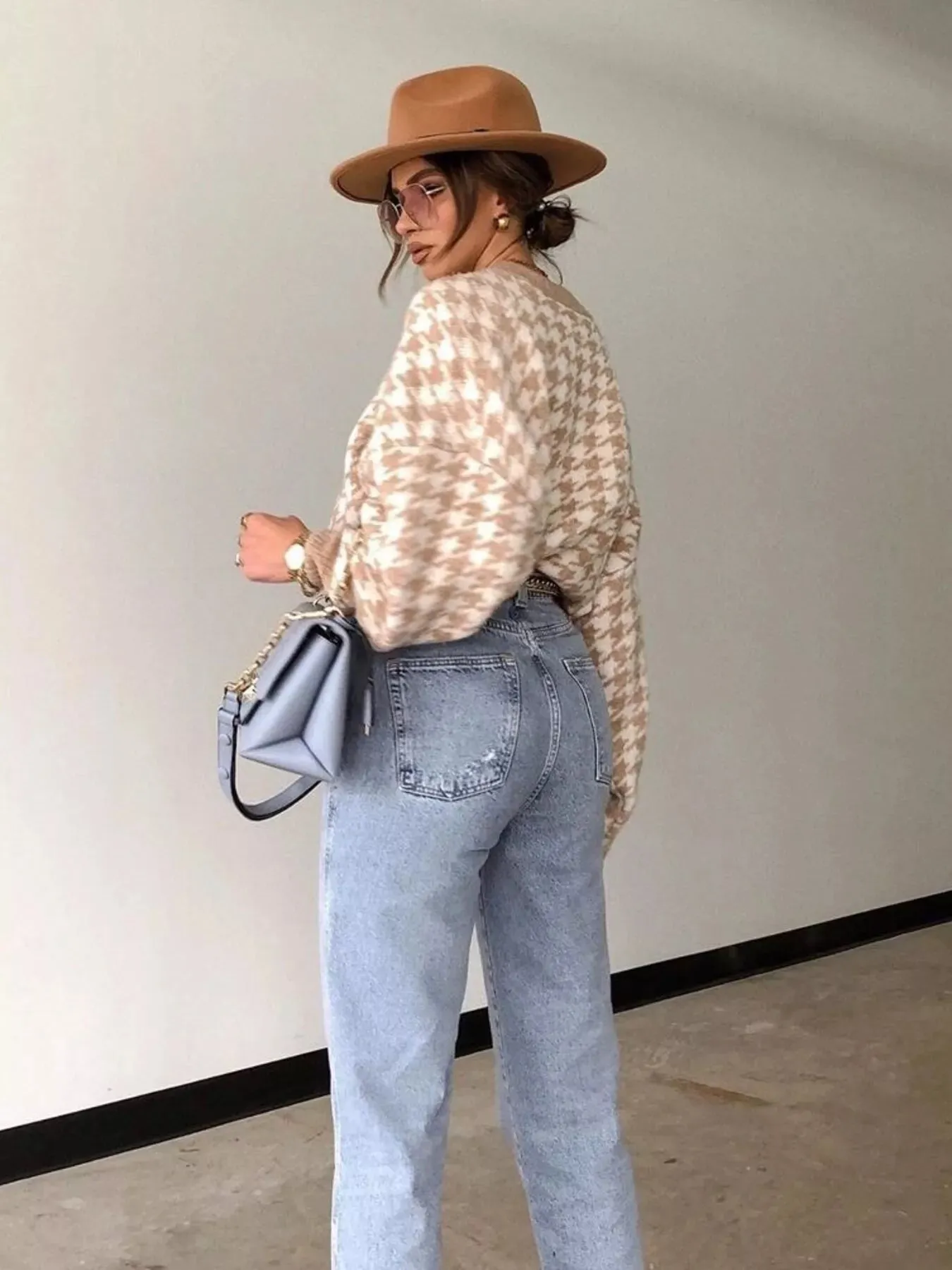 Full Size Houndstooth Pattern Oversized Sweater Plus Size sold by Gigi Laurent product image thumbnail 5