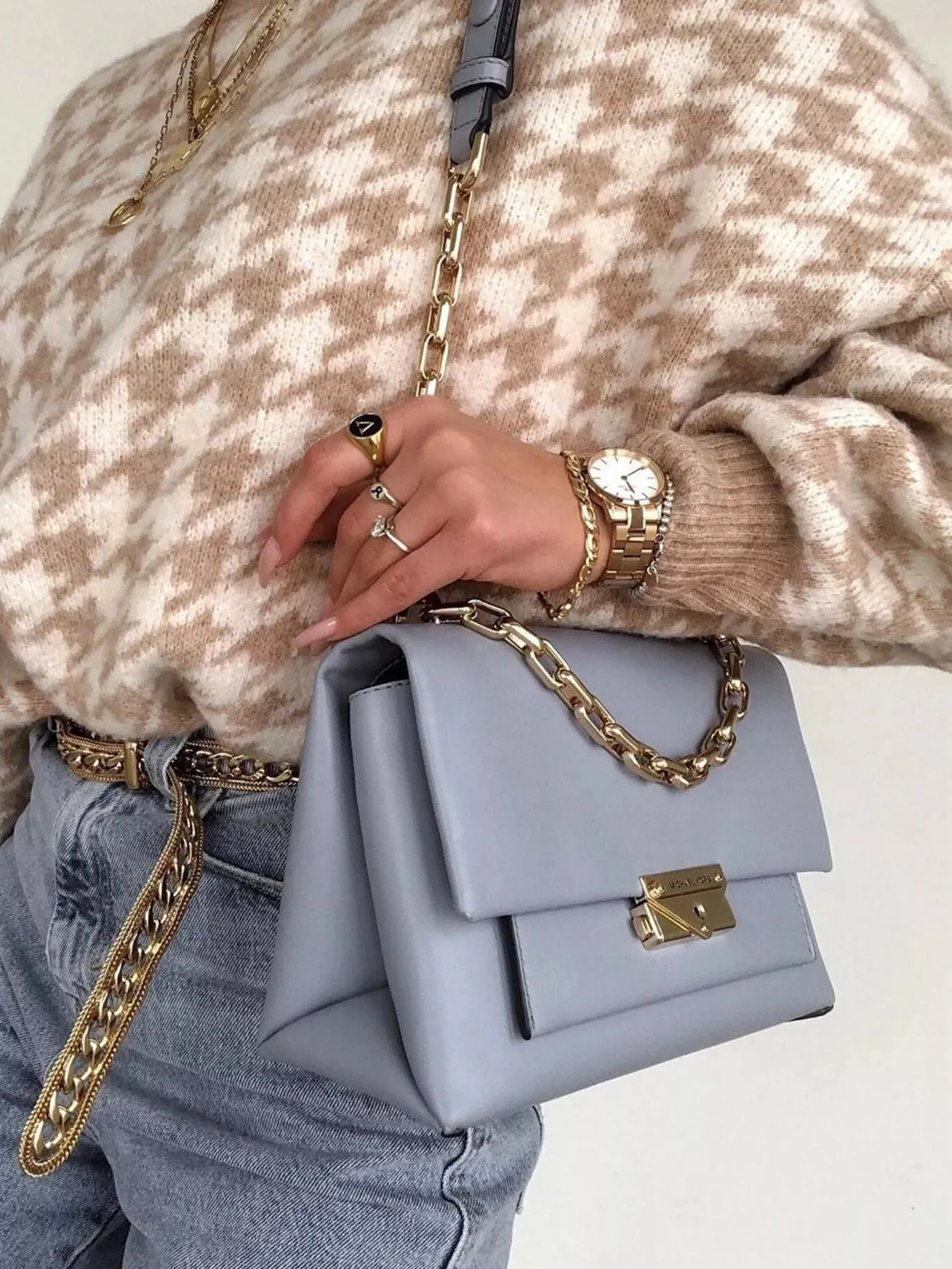 Full Size Houndstooth Pattern Oversized Sweater Plus Size sold by Gigi Laurent product image thumbnail 2