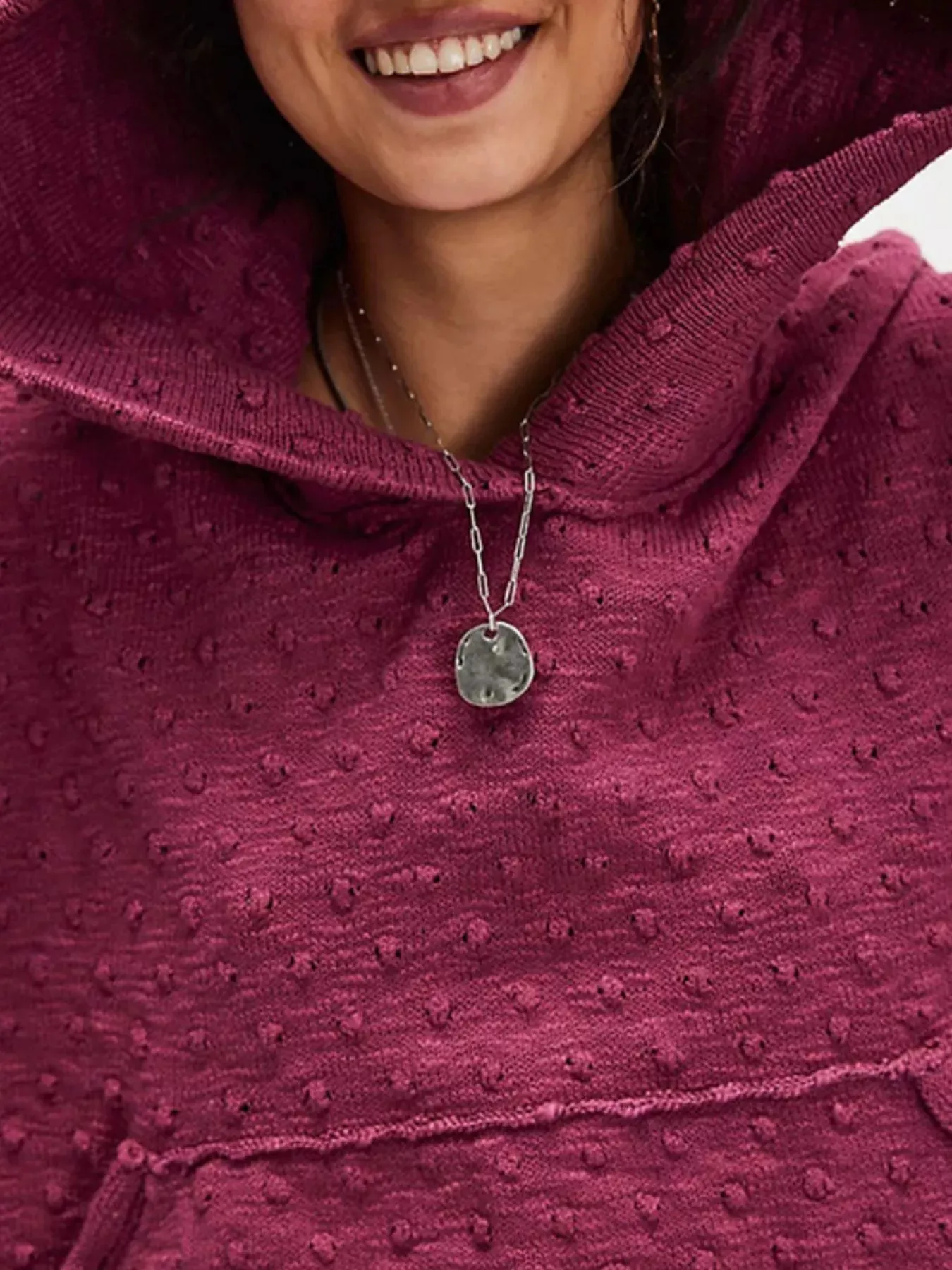 Textured Dot Knit Long Sleeve Hooded Sweater sold by Gigi Laurent product image thumbnail 3