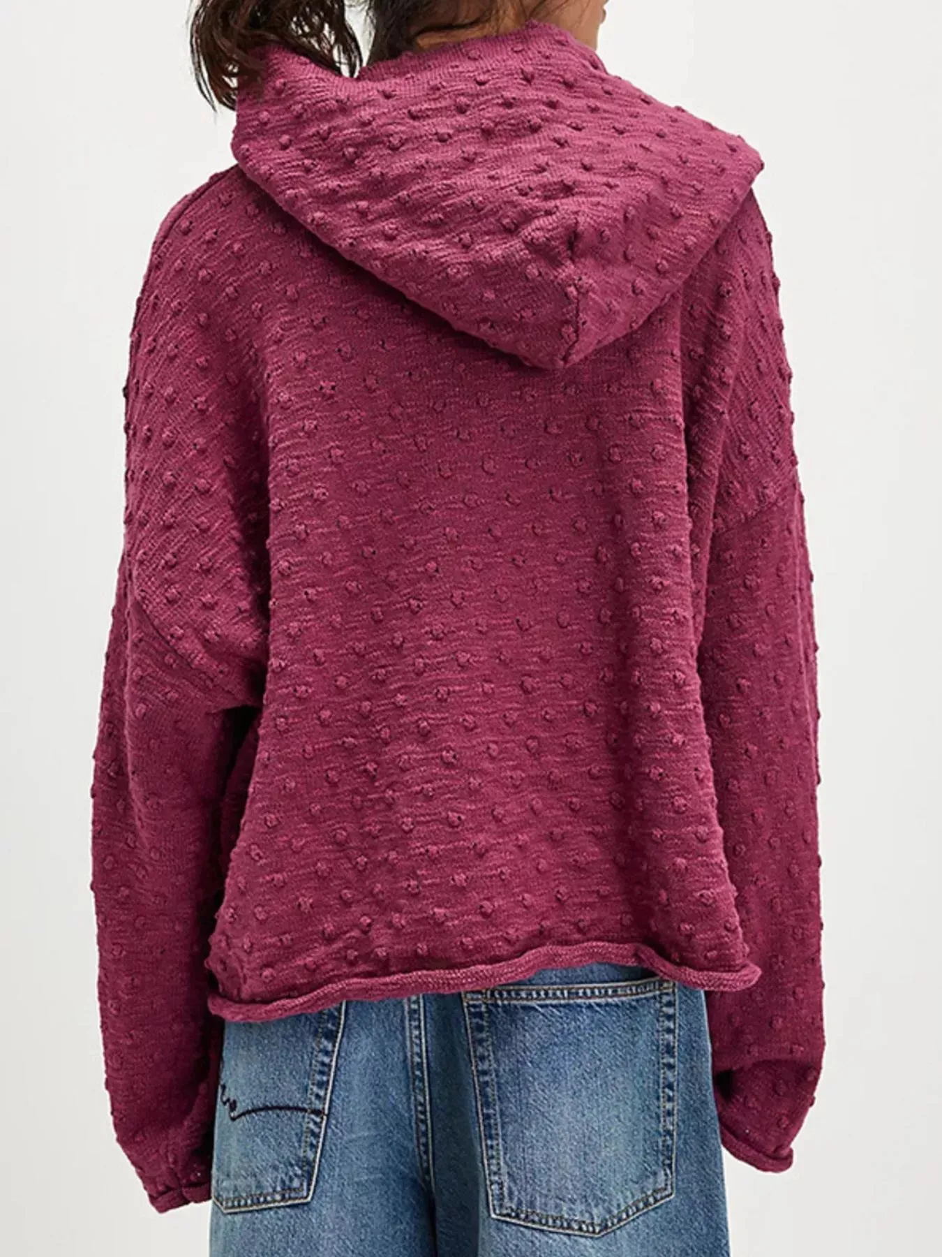 Textured Dot Knit Long Sleeve Hooded Sweater sold by Gigi Laurent product image thumbnail 4