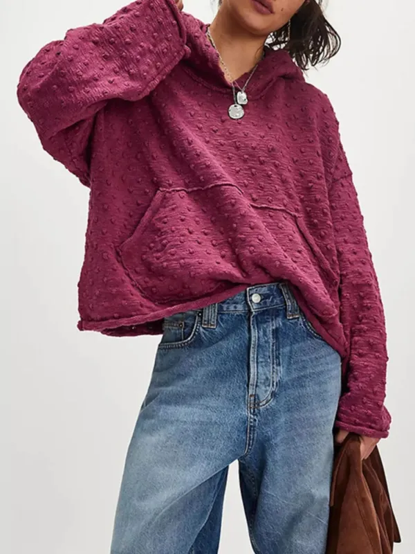 Textured Dot Knit Long Sleeve Hooded Sweater sold by Gigi Laurent