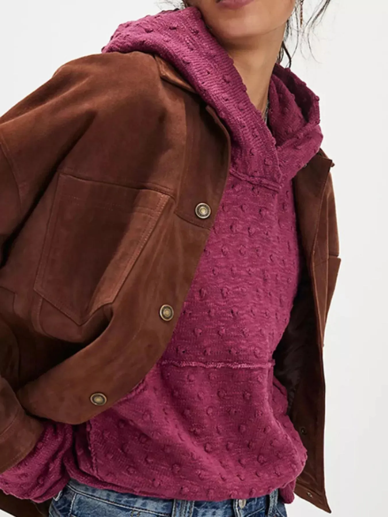 Textured Dot Knit Long Sleeve Hooded Sweater sold by Gigi Laurent product image thumbnail 2