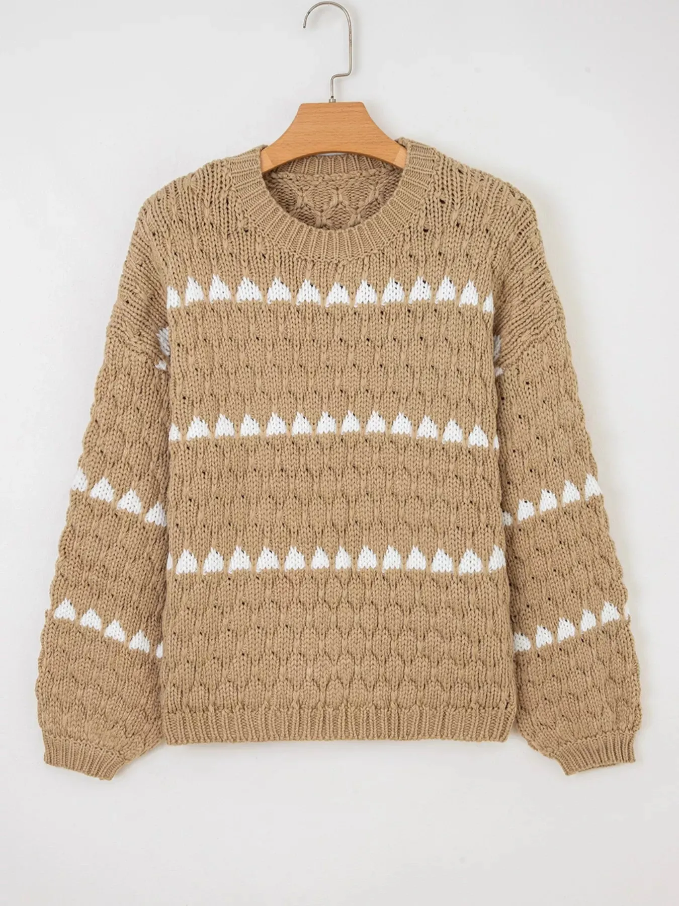 Contrast Detail Textured Knit Puff Sleeve Baggy Sweater sold by Gigi Laurent product image thumbnail 4