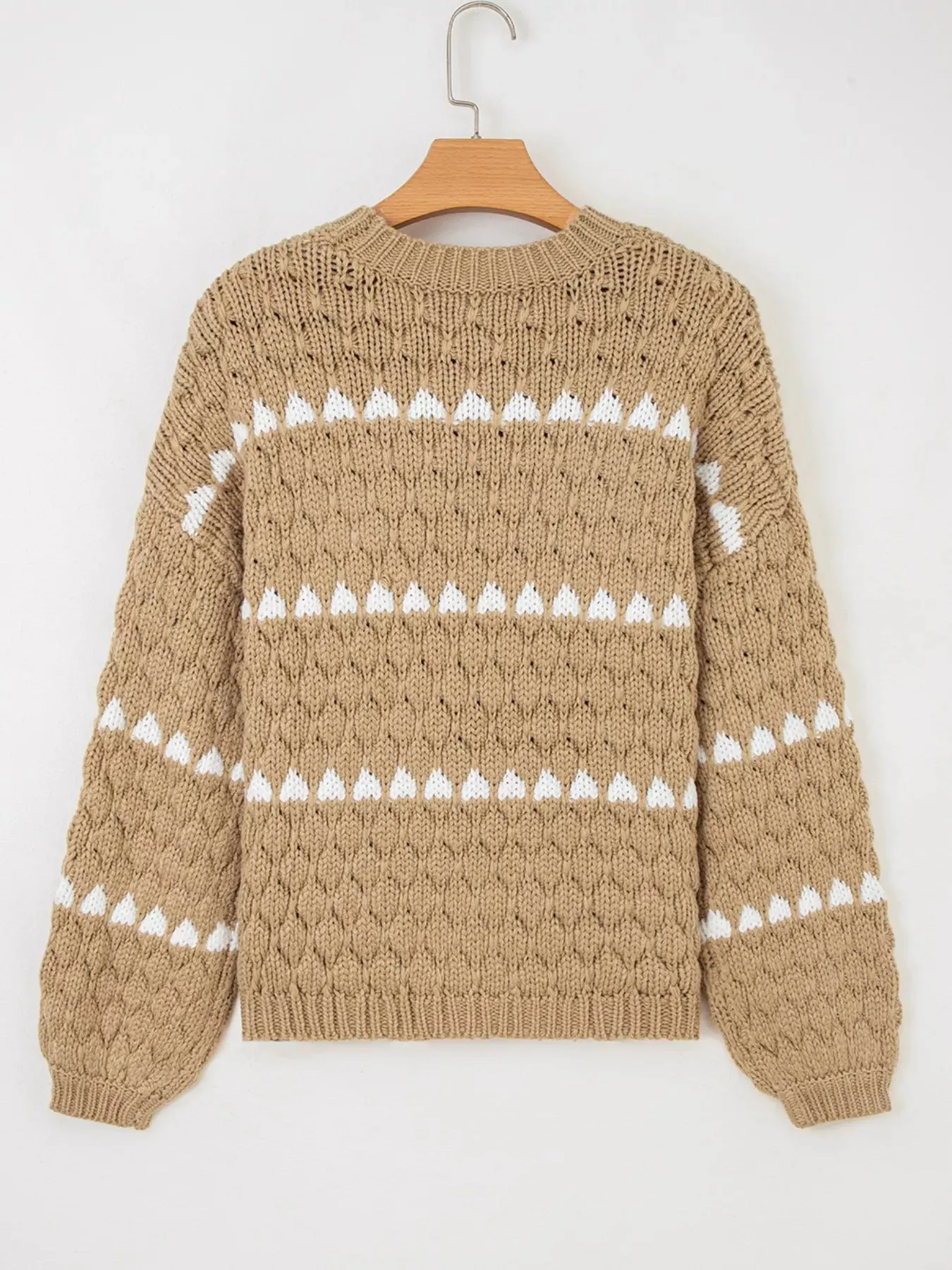 Contrast Detail Textured Knit Puff Sleeve Baggy Sweater sold by Gigi Laurent product image thumbnail 5