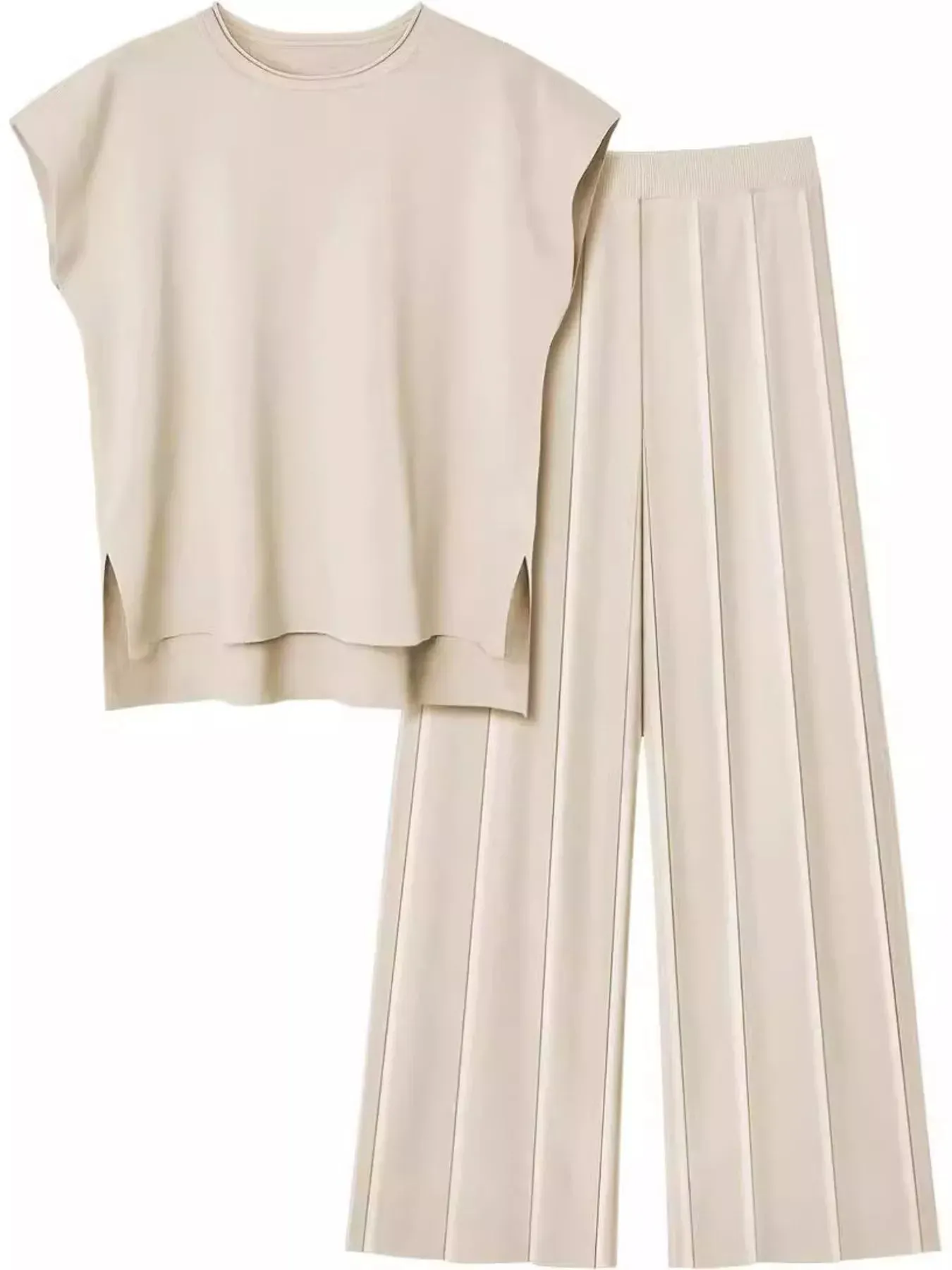Casual Solid Color Cap Sleeve Top and Pants Knit Set sold by Gigi Laurent product image thumbnail 4