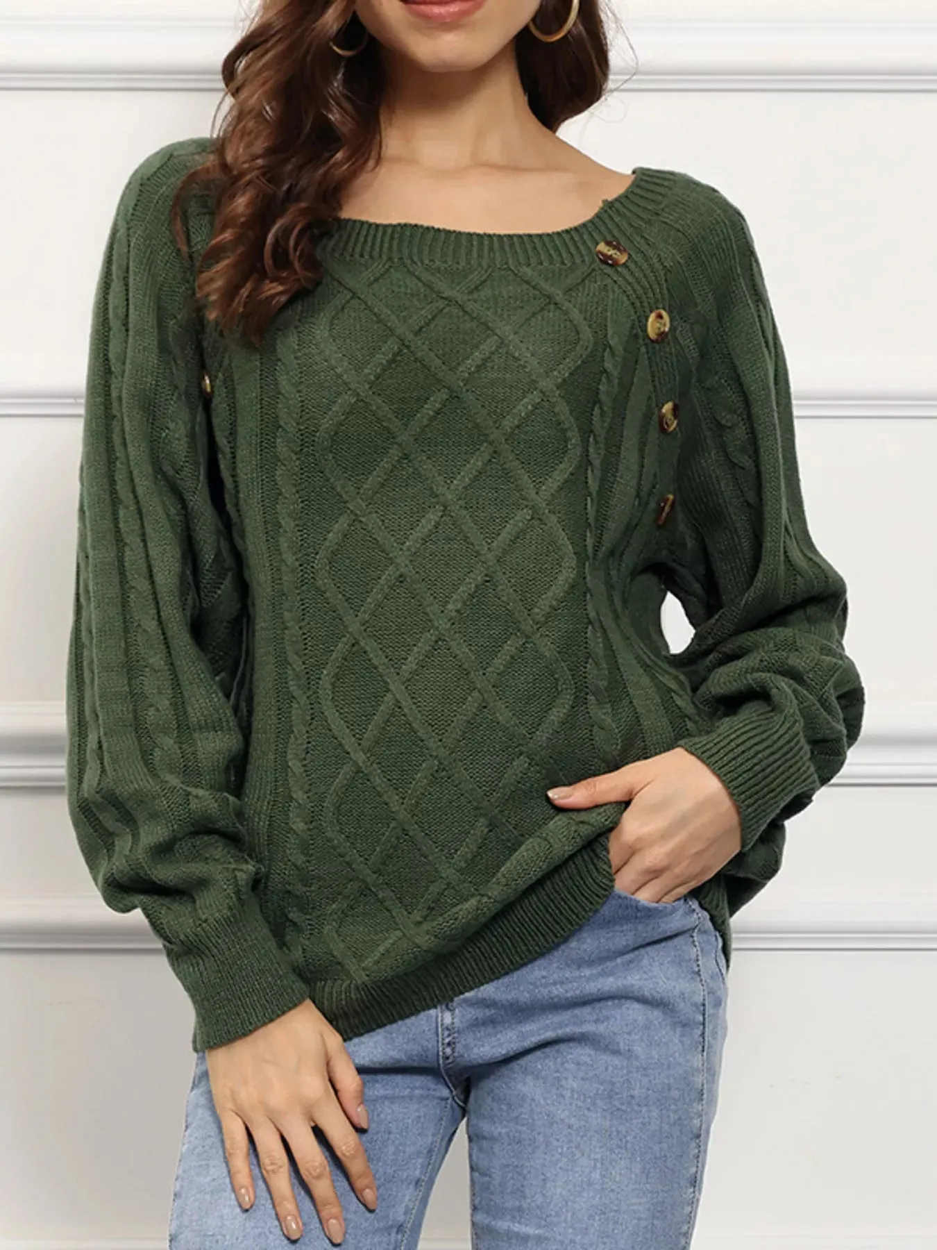 Cable Knit Boat Neck Sweater sold by Gigi Laurent product image thumbnail 3