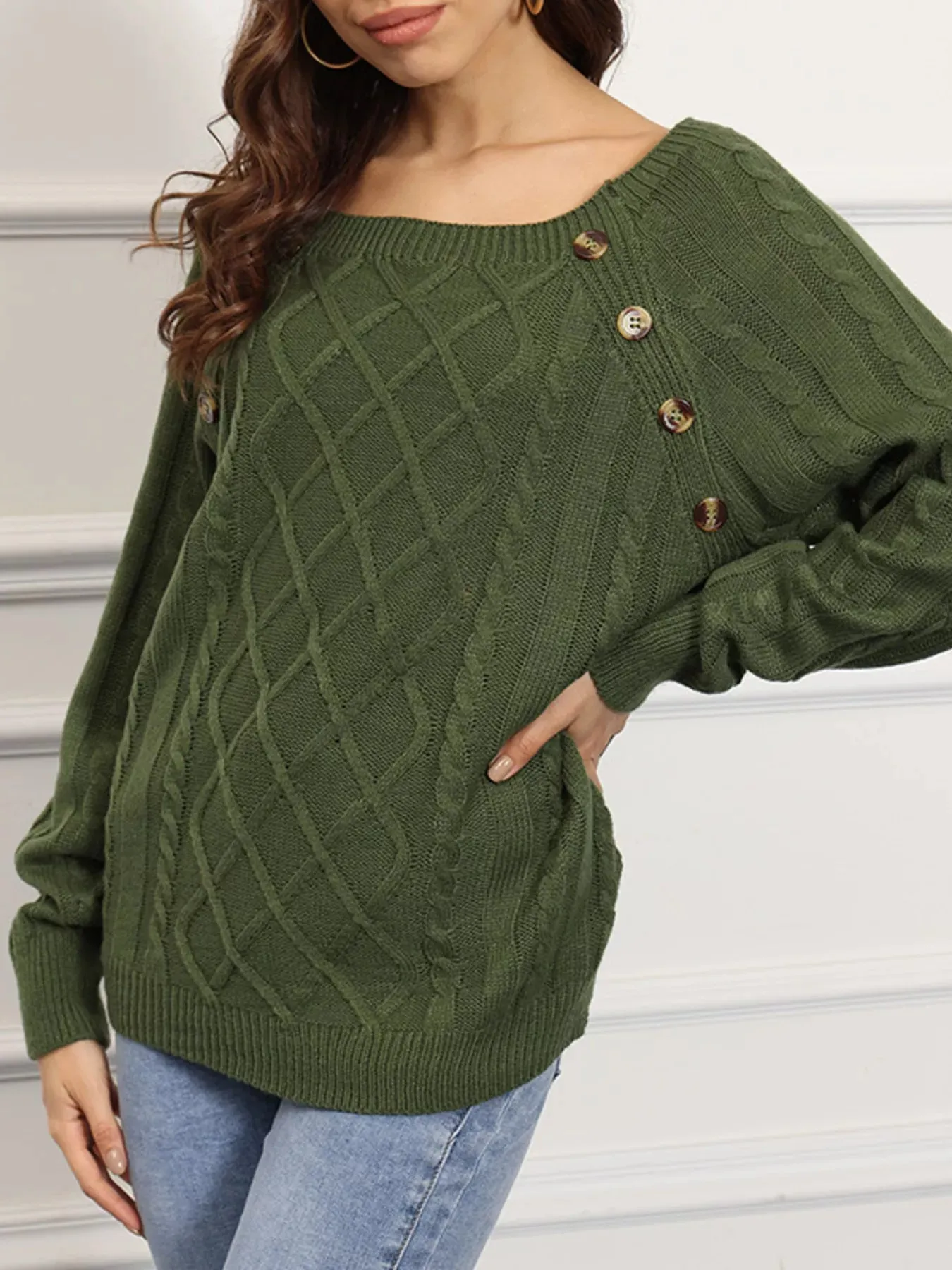 Cable Knit Boat Neck Sweater sold by Gigi Laurent product image thumbnail 4