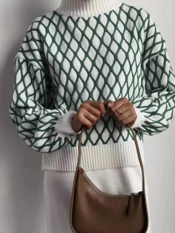 Geometric Pattern Turtleneck Sweater sold by Gigi Laurent