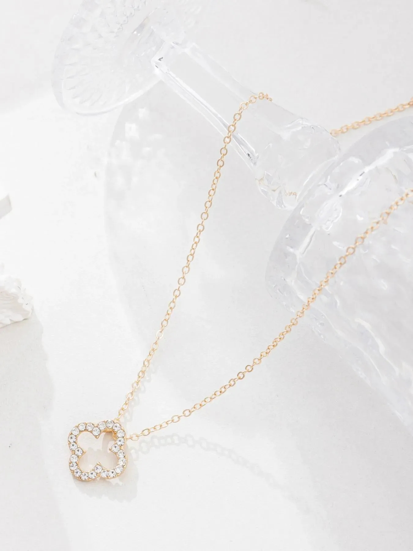 Inlaid Zircon Clover Pendant Necklace sold by Gigi Laurent product image thumbnail 3