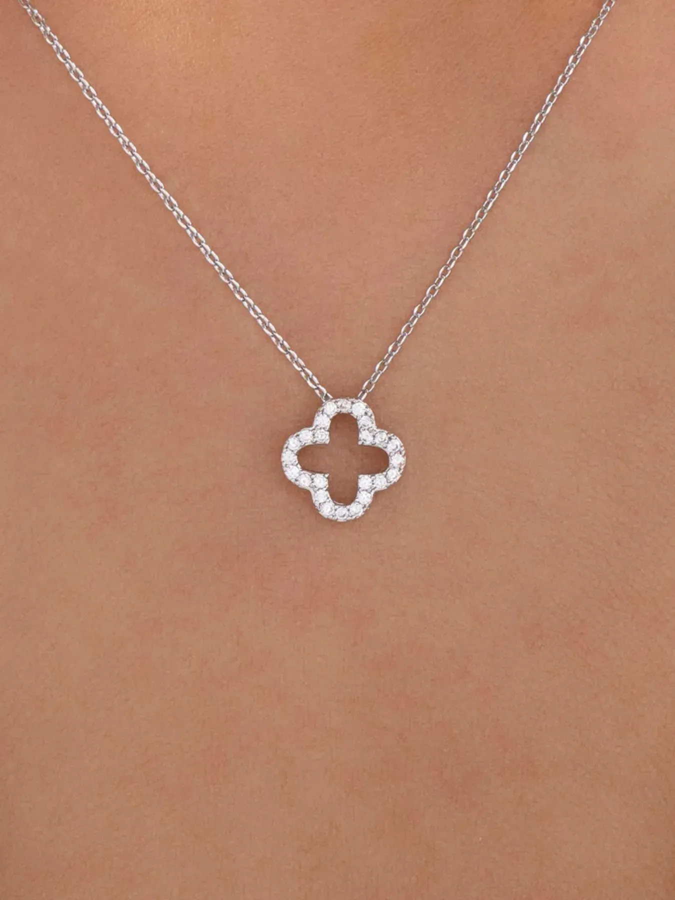 Inlaid Zircon Clover Pendant Necklace sold by Gigi Laurent product image thumbnail 2