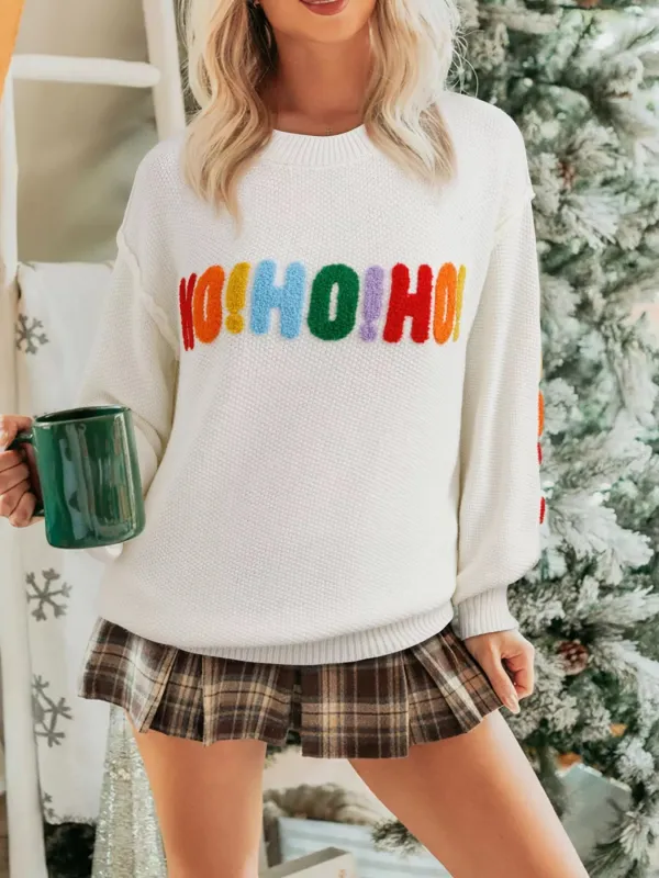 HOHOHO MERRY CHRISTMAS Drop Shoulder Holiday Sweater sold by Gigi Laurent