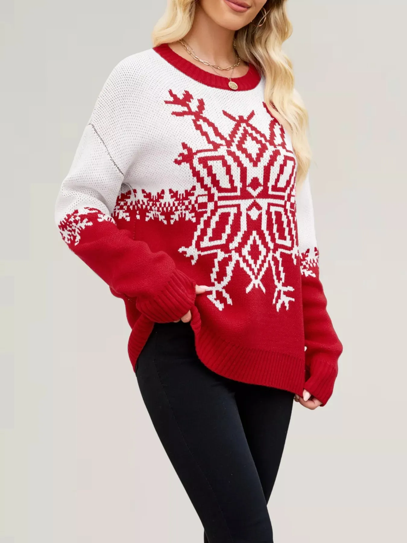 Christmas Snowflake Round Neck Sweater sold by Gigi Laurent product image thumbnail 4