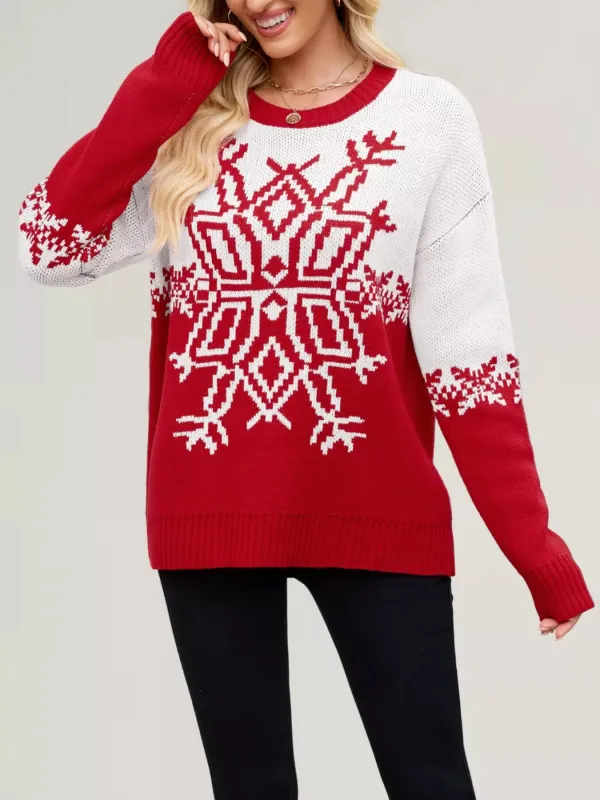 Christmas Snowflake Round Neck Sweater sold by Gigi Laurent