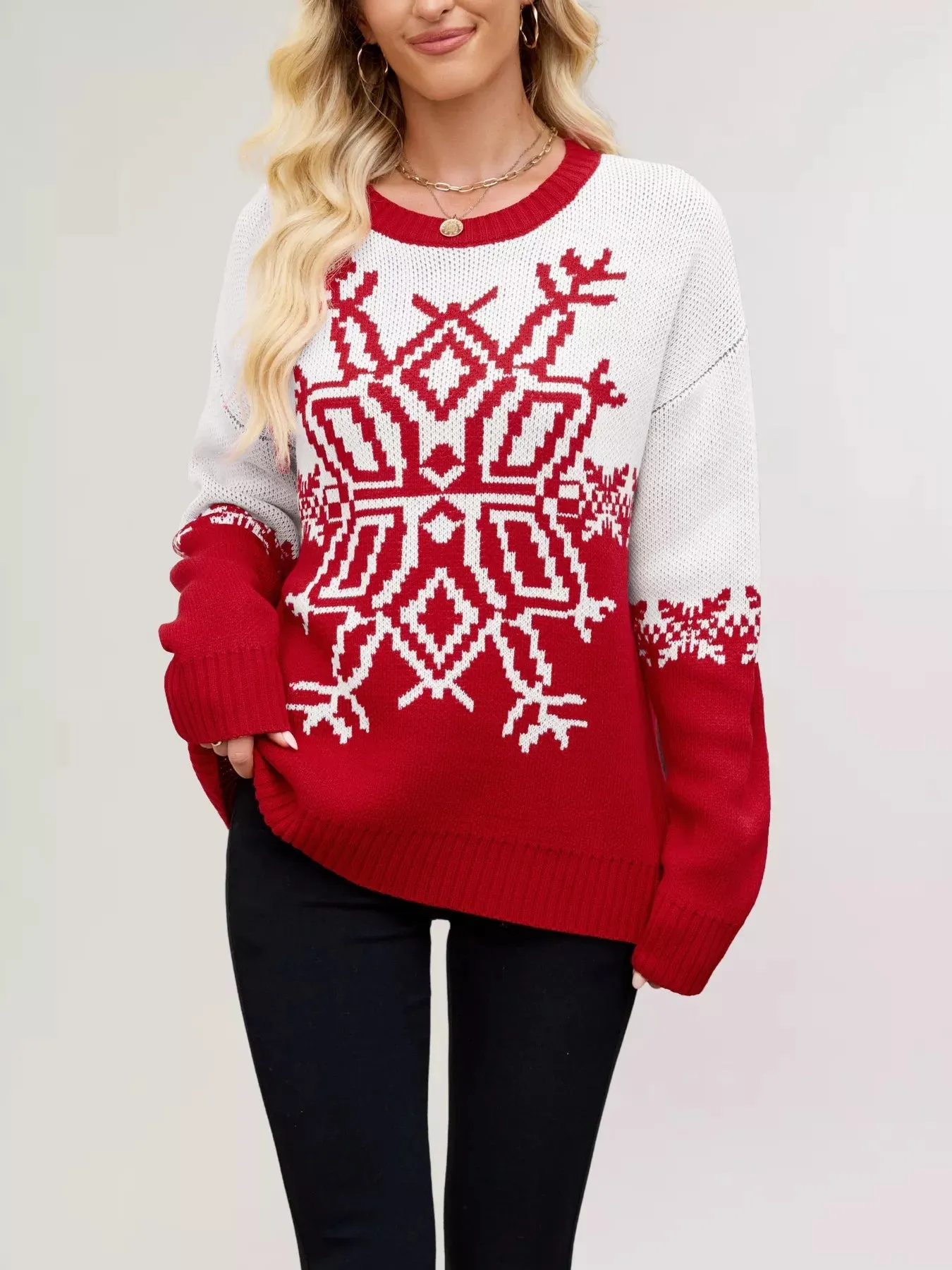 Christmas Snowflake Round Neck Sweater sold by Gigi Laurent product image thumbnail 5
