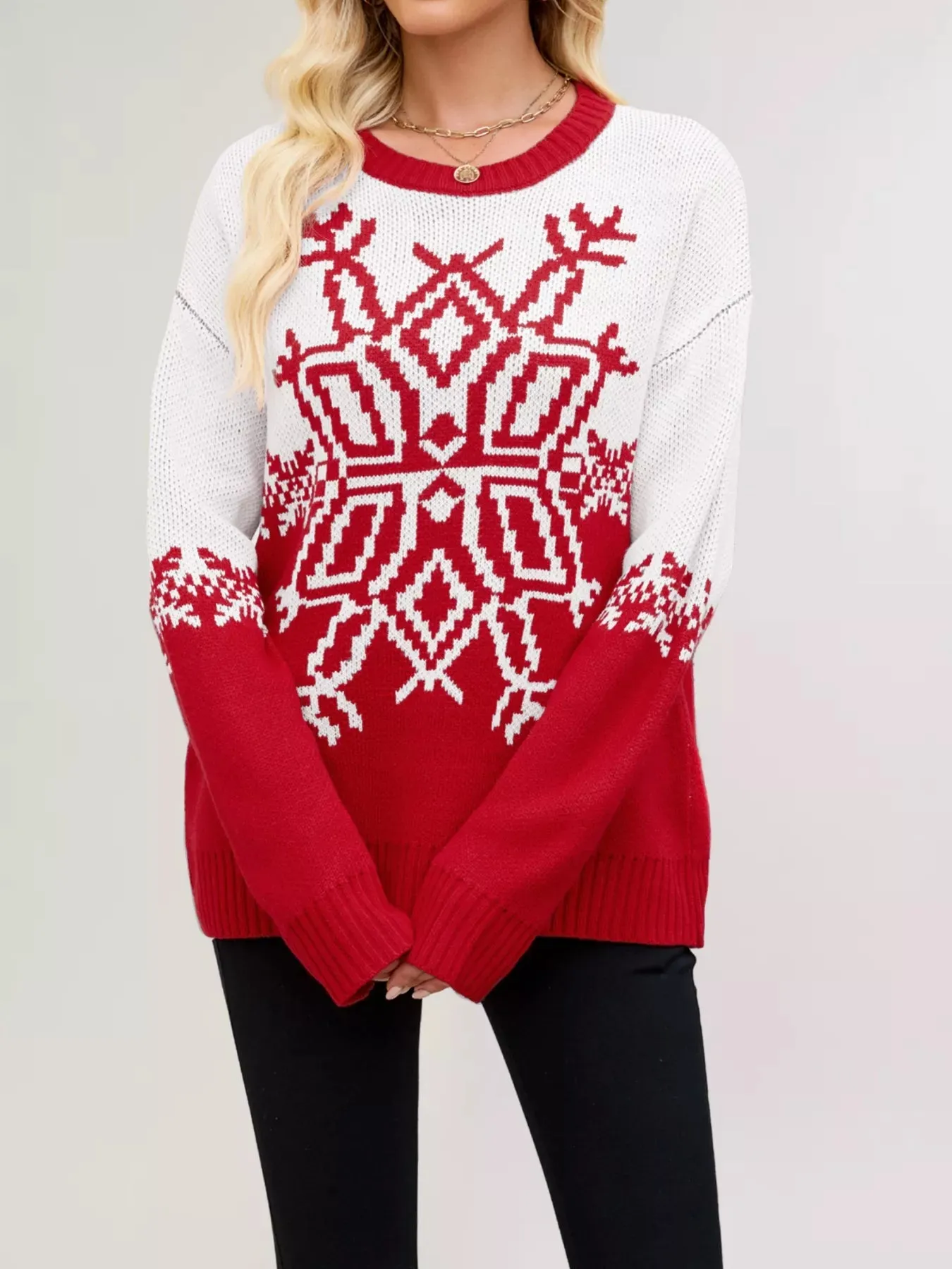 Christmas Snowflake Round Neck Sweater sold by Gigi Laurent product image thumbnail 2