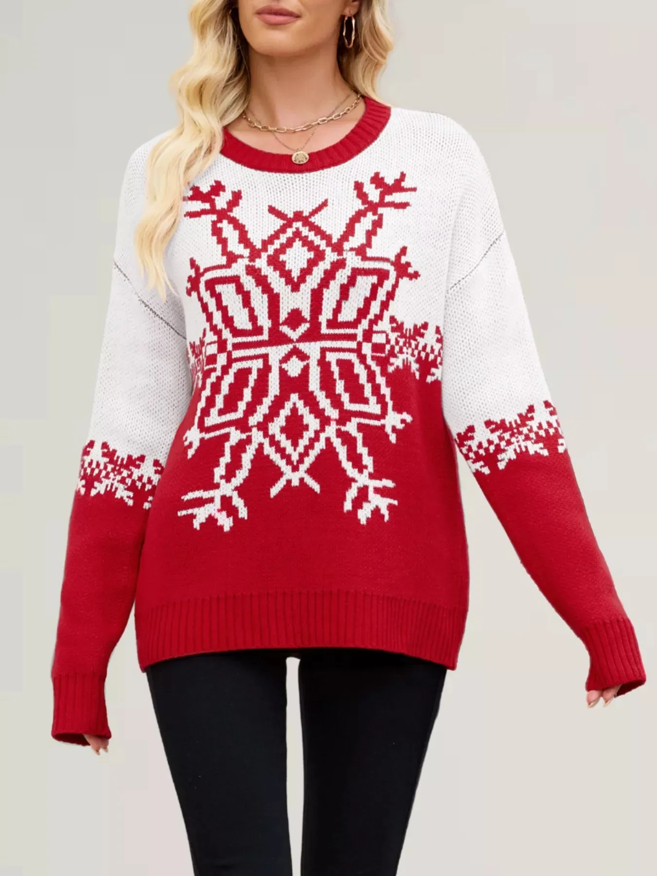 Christmas Snowflake Round Neck Sweater sold by Gigi Laurent product image thumbnail 3