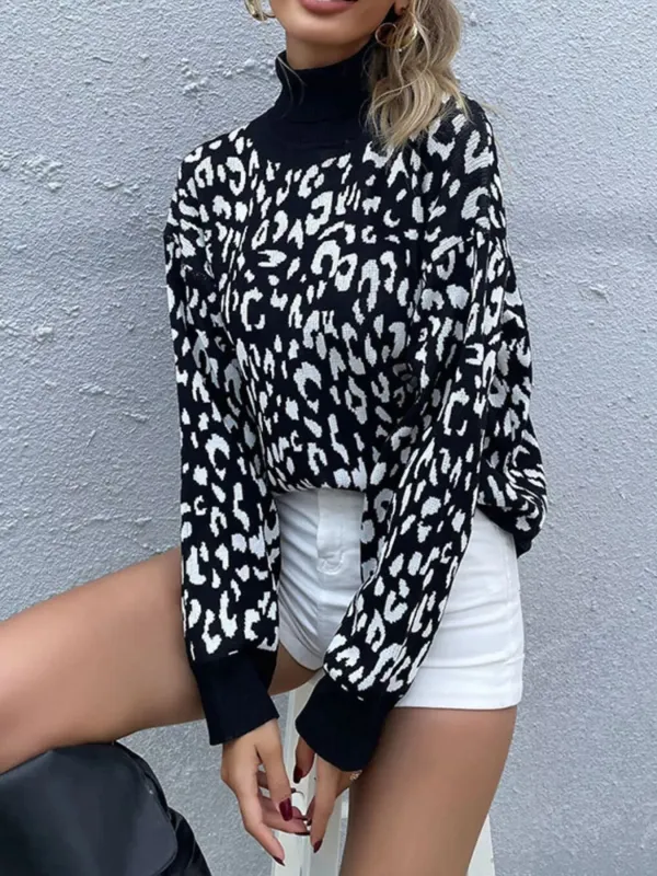 Leopard High Neck Pullover Sweater sold by Gigi Laurent