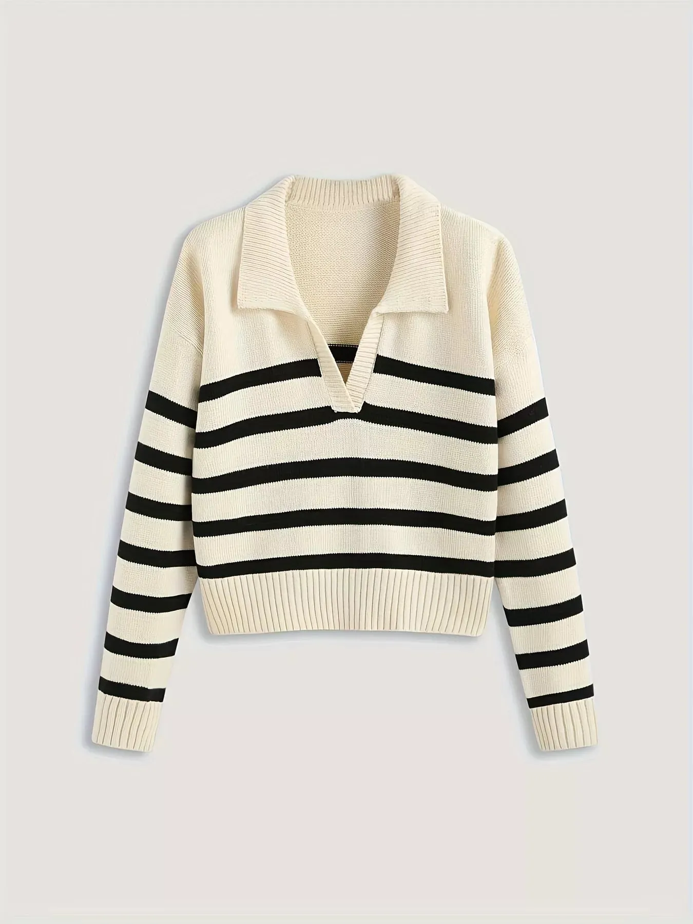Striped Polo Collar Knit Sweater sold by Gigi Laurent product image thumbnail 3