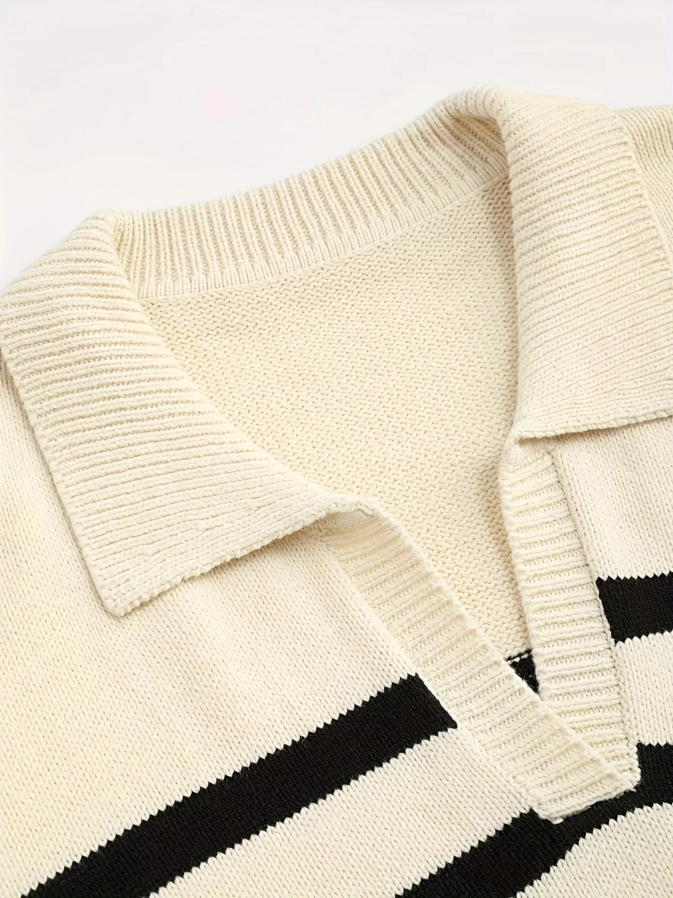Striped Polo Collar Knit Sweater sold by Gigi Laurent product image thumbnail 4