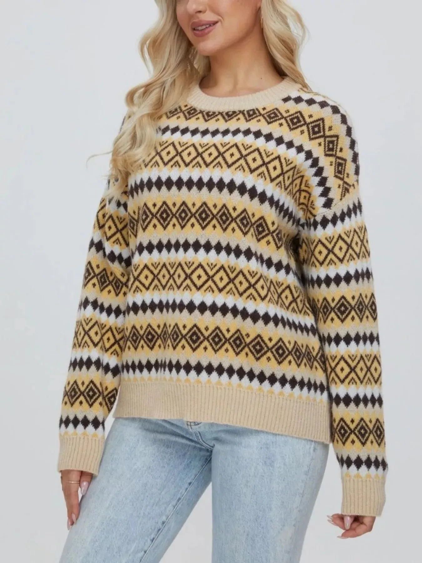 Geometric Pattern Round Neck Sweater sold by Gigi Laurent product image thumbnail 3