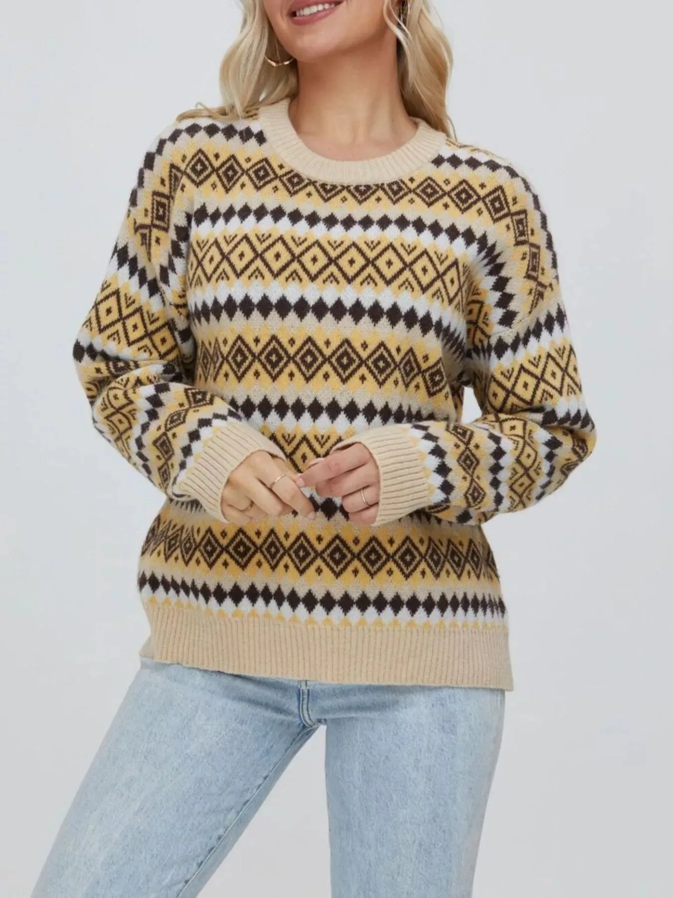 Geometric Pattern Round Neck Sweater sold by Gigi Laurent product image thumbnail 4