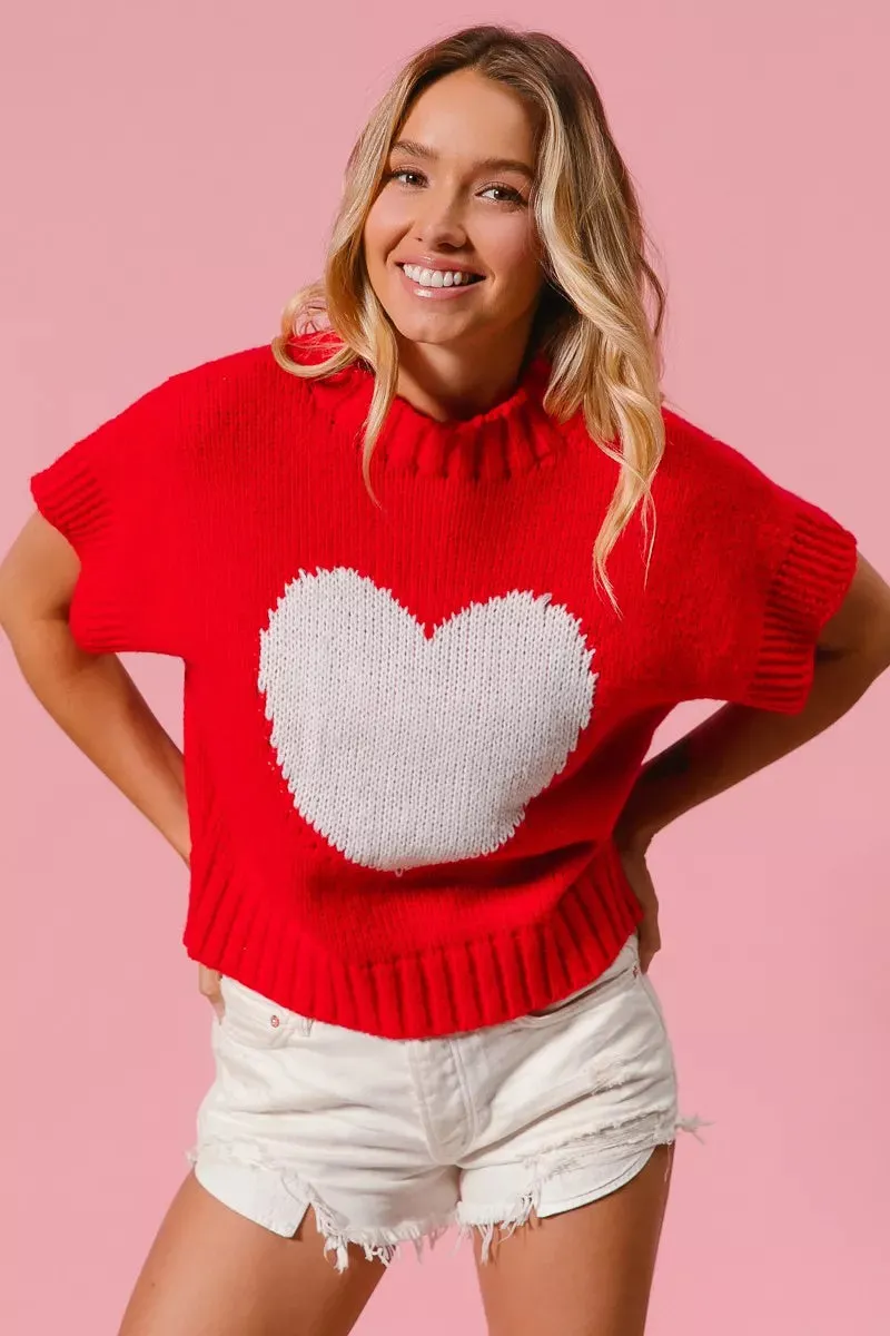 BiBi Rib Banded Heart Pattern Valentines Sweater sold by Gigi Laurent product image thumbnail 4
