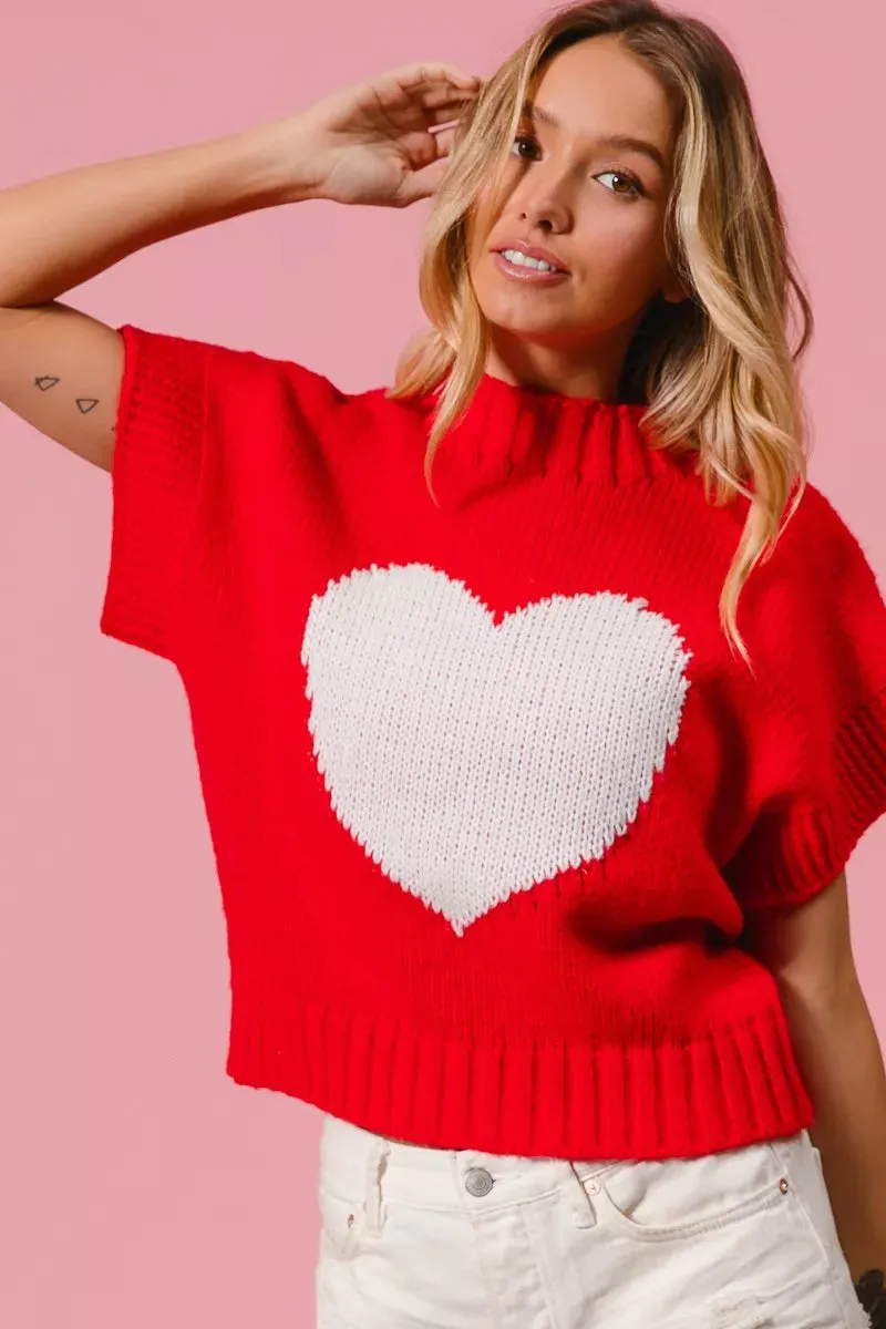 BiBi Rib Banded Heart Pattern Valentines Sweater sold by Gigi Laurent product image thumbnail 2